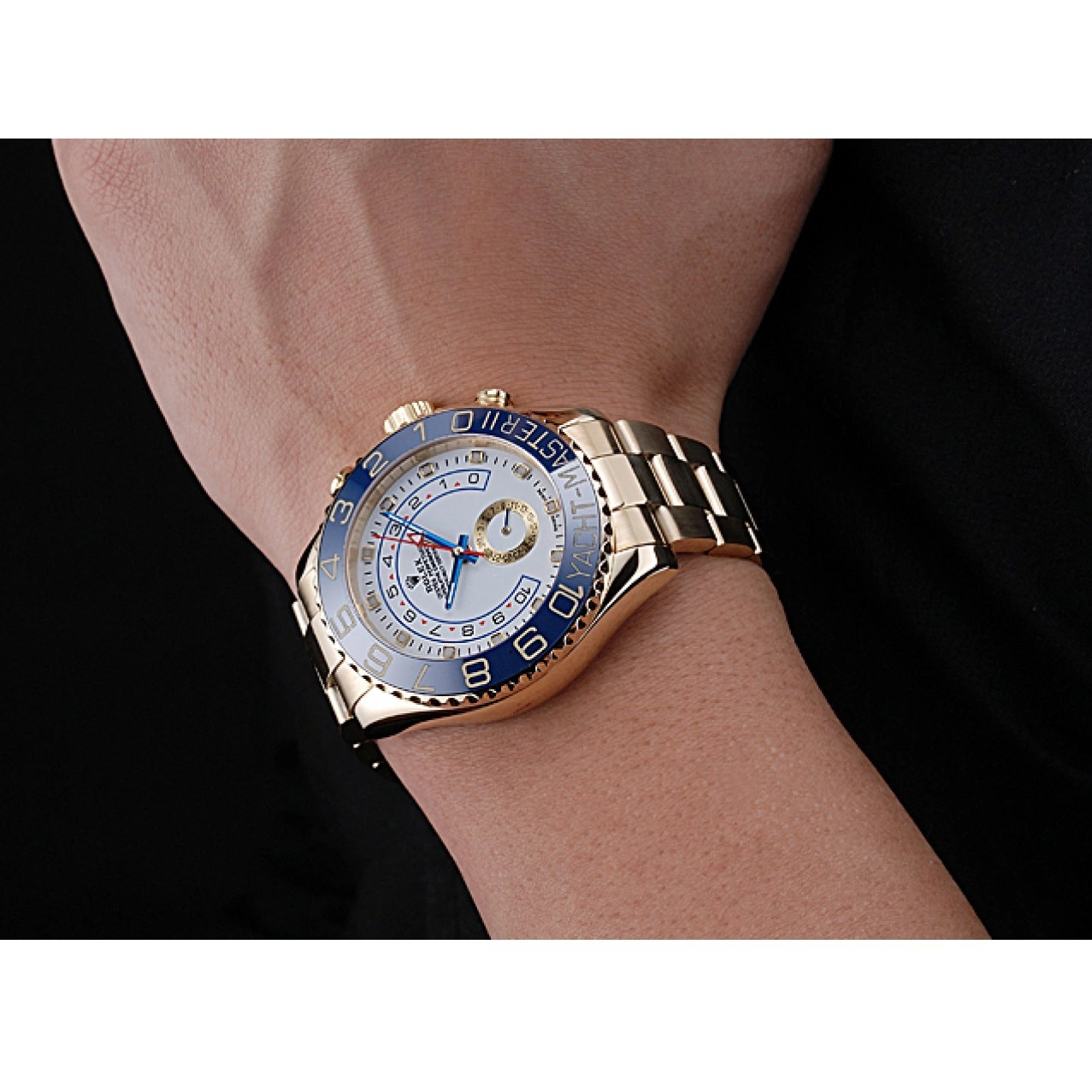 Rolex aaa copy Rolex 622271 Bezel Gold Dial Bracelet White II Blue Yachtmaster 0525
